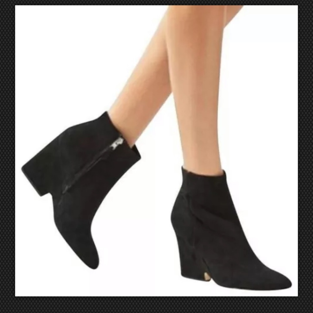 SAM EDELMAN WILSON WEDGE SUEDE BLACK  ANKLE BOOTS